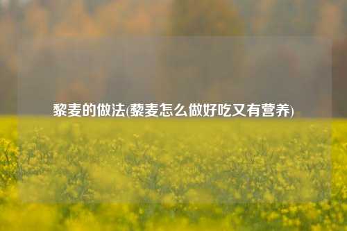 黎麦的做法(藜麦怎么做好吃又有营养)